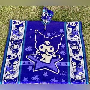 Kuromi adult size alpaca poncho with acrylic, unisex one size made in Ecuador.